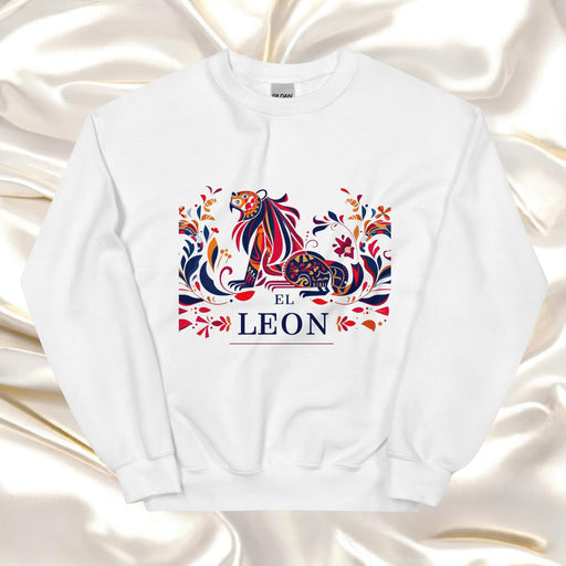 El León Exclusive Art Piece Home Office Work Mexican Spanish Pride Gift One-Of-A-Kind Unisex Sweatshirt | E4 Mexicada White / S