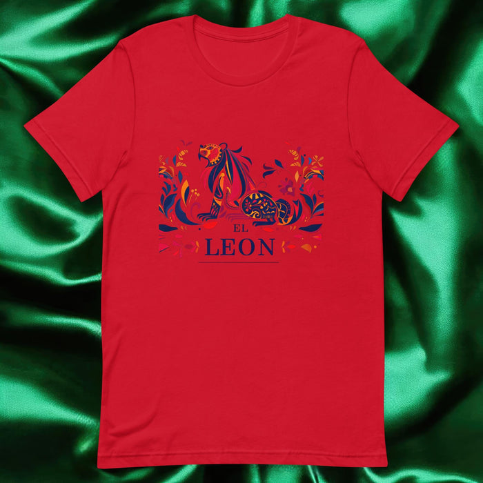 El León Exclusive Art Piece Home Office Work Mexican Spanish Pride Gift One-Of-A-Kind Unisex T-Shirt | E4 Mexicada Red / S