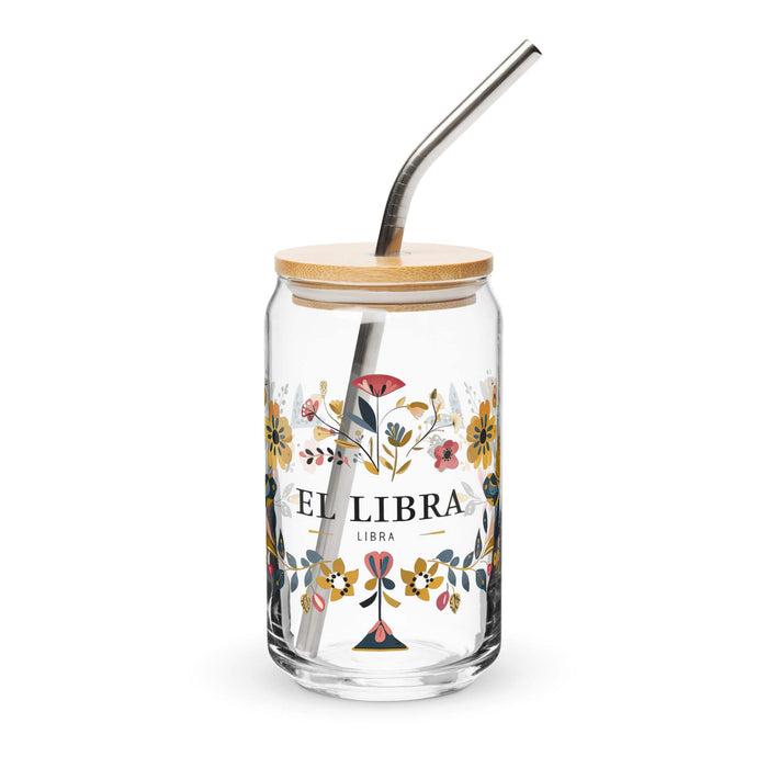 El Libra Exclusive Art Piece Can-Shaped Glass Home Office Work Mexican Spanish Pride Gift Cup One-Of-A-Kind Calligraphy Glass | E9 Mexicada 16 oz With Lid & Straw