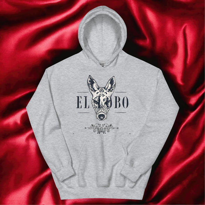 El Lobo Exclusive Art Piece Home Office Work Mexican Spanish Pride Gift One-Of-A-Kind Unisex Hoodie | E8 Mexicada Sport Grey / S