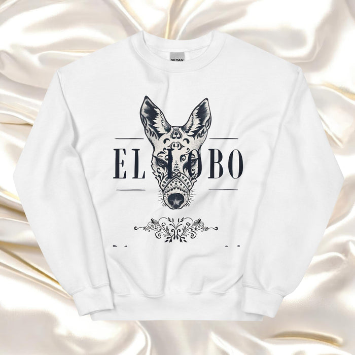 El Lobo Exclusive Art Piece Home Office Work Mexican Spanish Pride Gift One-Of-A-Kind Unisex Sweatshirt | E8 Mexicada White / S