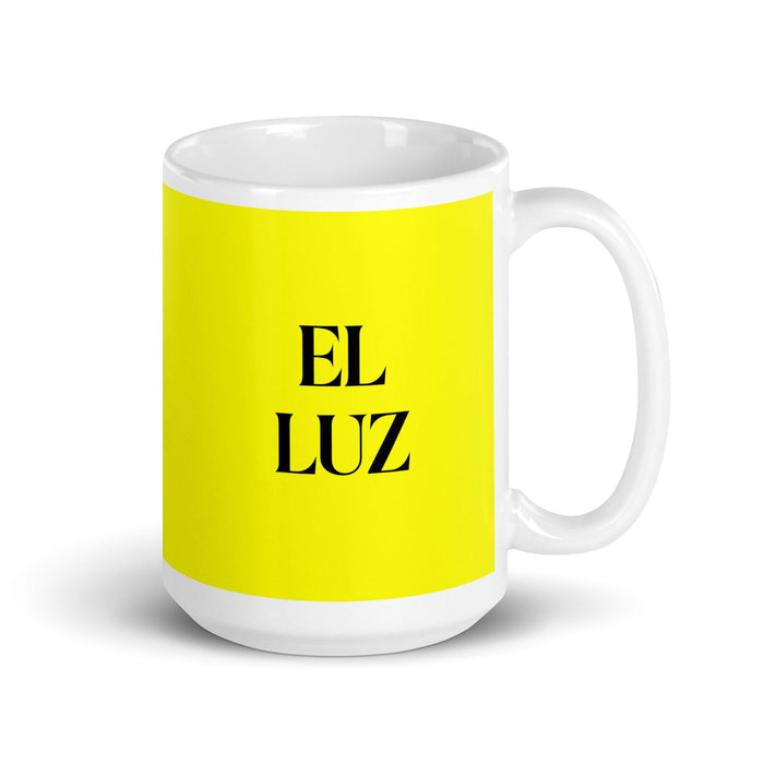 El Luz The Light Funny Home Office Work Coffee Mug Mexican Spanish Pride Gift White Glossy Cup Yellow Card Mug Mexicada 15 oz