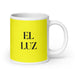 El Luz The Light Funny Home Office Work Coffee Mug Mexican Spanish Pride Gift White Glossy Cup Yellow Card Mug Mexicada 20 oz