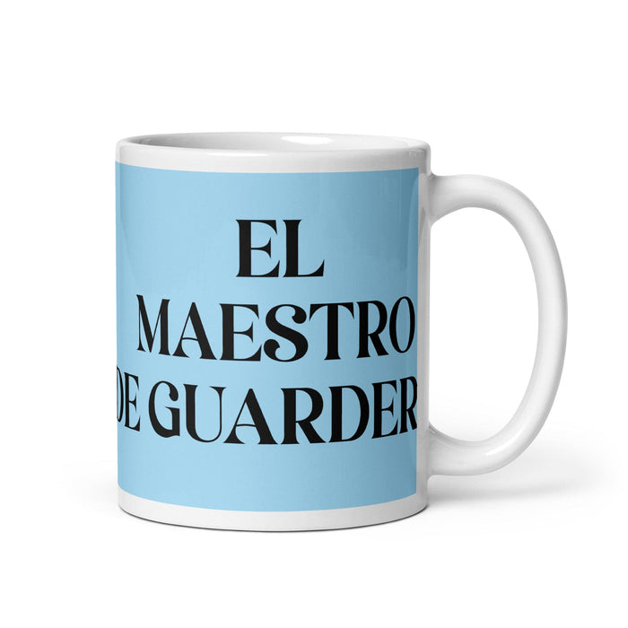 El Maestro De Guardería The Daycare Teacher Funny Home Office Work Coffee Mug Mexican Spanish Pride Gift White Glossy Cup Sky Blue Card Mug Mexicada 11 oz