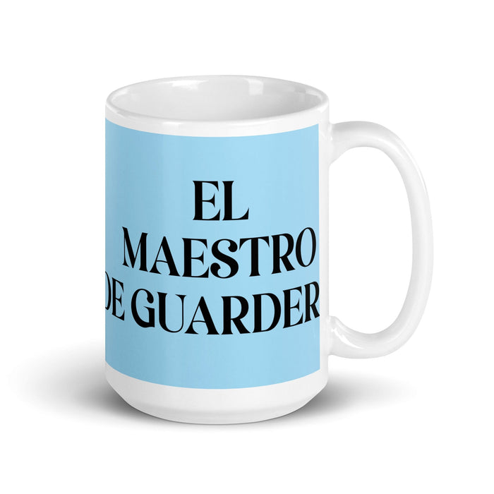 El Maestro De Guardería The Daycare Teacher Funny Home Office Work Coffee Mug Mexican Spanish Pride Gift White Glossy Cup Sky Blue Card Mug Mexicada 15 oz