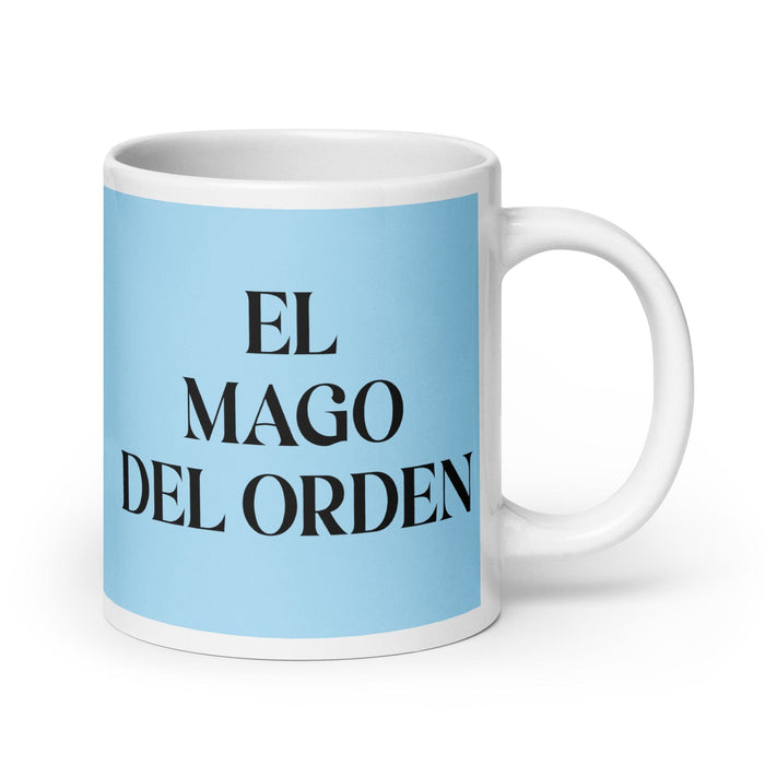 El Mago Del Orden The Order Wizard Funny Home Office Work Coffee Mug Mexican Spanish Pride Gift White Glossy Cup Sky Blue Card Mug Mexicada 20 oz