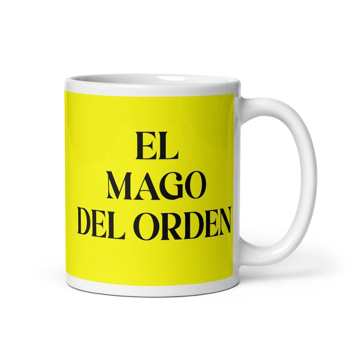 El Mago Del Orden The Order Wizard Funny Home Office Work Coffee Mug Mexican Spanish Pride Gift White Glossy Cup Yellow Card Mug Mexicada 11 oz