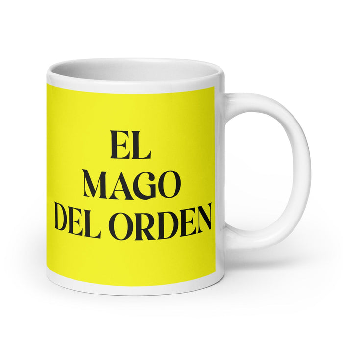 El Mago Del Orden The Order Wizard Funny Home Office Work Coffee Mug Mexican Spanish Pride Gift White Glossy Cup Yellow Card Mug Mexicada 20 oz