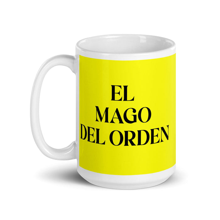 El Mago Del Orden The Order Wizard Funny Home Office Work Coffee Mug Mexican Spanish Pride Gift White Glossy Cup Yellow Card Mug Mexicada