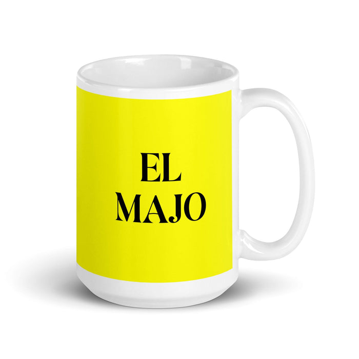 El Majo The Nice One Funny Home Office Work Coffee Mug Mexican Spanish Pride Gift White Glossy Cup Yellow Card Mug Mexicada 15 oz