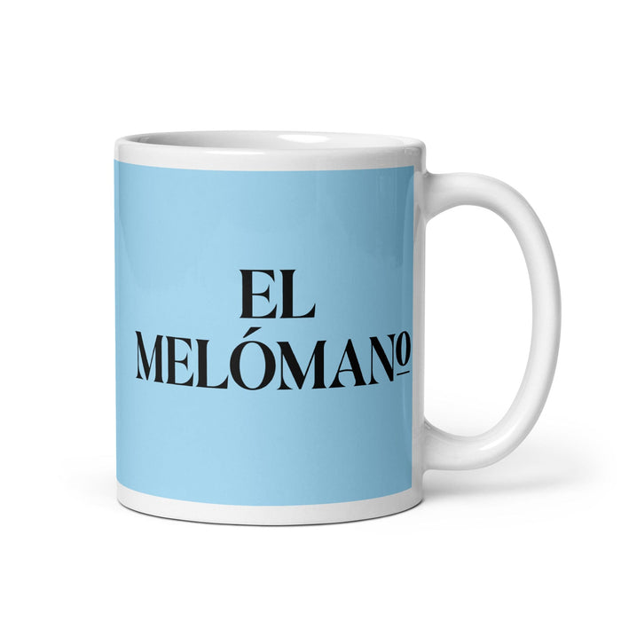 El Melómano The Music Lover Funny Home Office Work Coffee Mug Mexican Spanish Pride Gift White Glossy Cup Sky Blue Card Mug Mexicada 11 oz