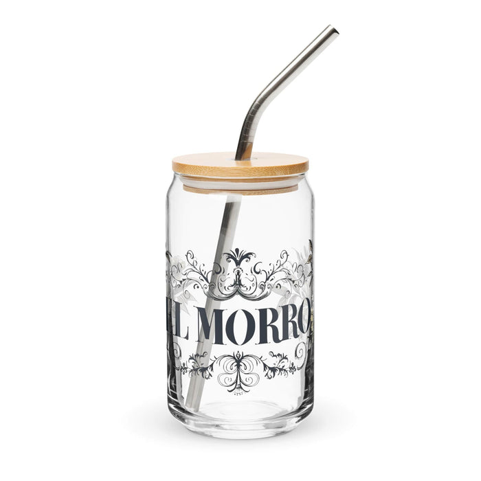 El Morro Exclusive Art Piece Can-Shaped Glass Home Office Work Mexican Spanish Pride Gift Cup One-Of-A-Kind Calligraphy Glass | E17 Mexicada 16 oz With Lid & Straw