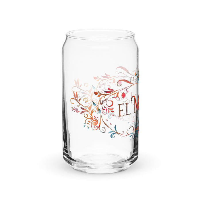 El Morro Exclusive Art Piece Can-Shaped Glass Home Office Work Mexican Spanish Pride Gift Cup One-Of-A-Kind Calligraphy Glass | E8 Mexicada