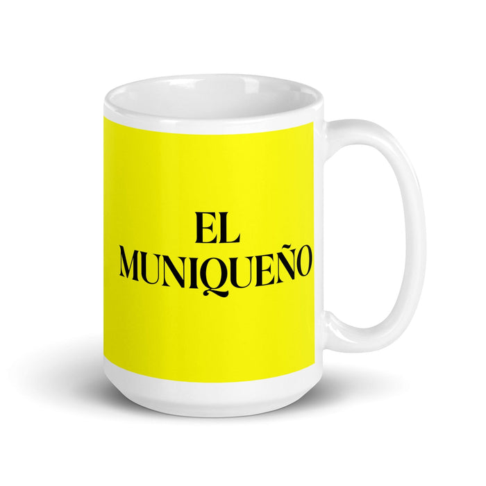 El Muniqueño The Munich Resident Funny Home Office Work Coffee Mug Mexican Spanish Pride Gift White Glossy Cup Yellow Card Mug Mexicada 15 oz