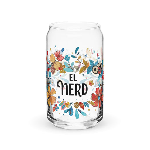 El Nerd Exclusive Art Piece Can-Shaped Glass Home Office Work Mexican Spanish Pride Gift Cup One-Of-A-Kind Calligraphy Glass | E6 Mexicada 16 oz (No Lid No Straw)