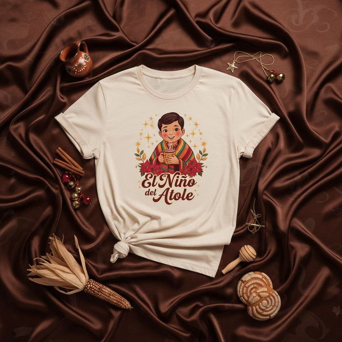 El Niño del Atole T-Shirt, Mexican Hot Drink Christmas Gift, Latinx Holiday Tee, Traditional Atole Lover Shirt, Posadas Fiesta Outfit Mexicada