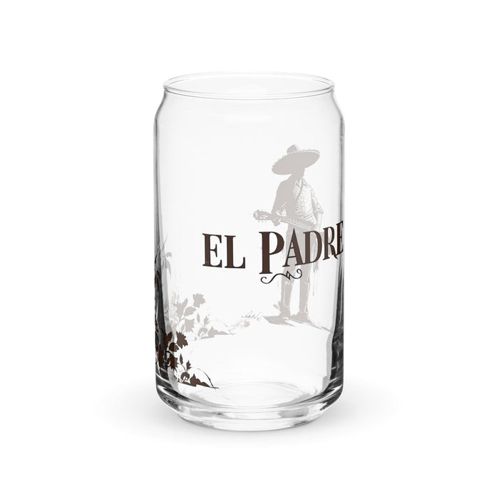 El Padre Exclusive Art Piece Can-Shaped Glass Home Office Work Mexican Spanish Pride Gift Cup One-Of-A-Kind Calligraphy Glass | E3 Mexicada