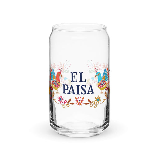 El Paisa Exclusive Art Piece Can-Shaped Glass Home Office Work Mexican Spanish Pride Gift Cup One-Of-A-Kind Calligraphy Glass | E10 Mexicada 16 oz (No Lid No Straw)