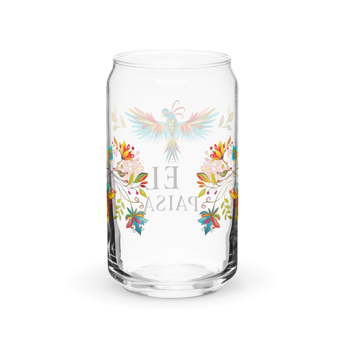 El Paisa Exclusive Art Piece Can-Shaped Glass Home Office Work Mexican Spanish Pride Gift Cup One-Of-A-Kind Calligraphy Glass | E14 Mexicada