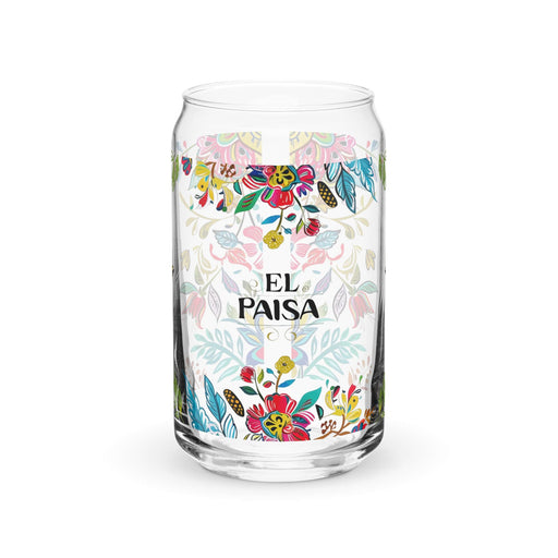 El Paisa Exclusive Art Piece Can-Shaped Glass Home Office Work Mexican Spanish Pride Gift Cup One-Of-A-Kind Calligraphy Glass | E17 Mexicada 16 oz (No Lid No Straw)