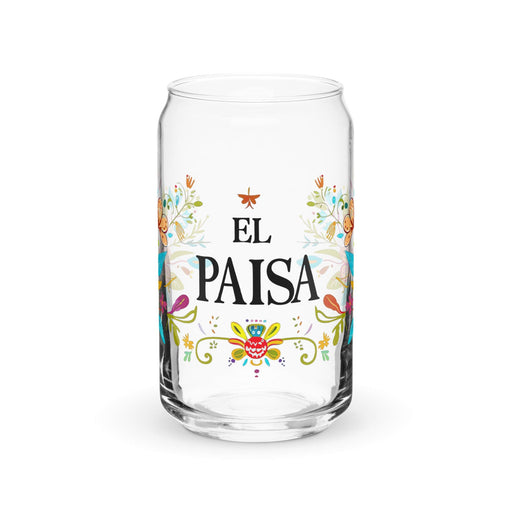 El Paisa Exclusive Art Piece Can-Shaped Glass Home Office Work Mexican Spanish Pride Gift Cup One-Of-A-Kind Calligraphy Glass | E2 Mexicada 16 oz (No Lid No Straw)