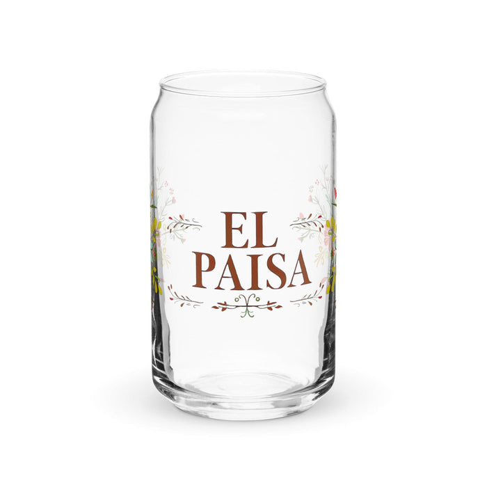 El Paisa Exclusive Art Piece Can-Shaped Glass Home Office Work Mexican Spanish Pride Gift Cup One-Of-A-Kind Calligraphy Glass | E5 Mexicada 16 oz (No Lid No Straw)