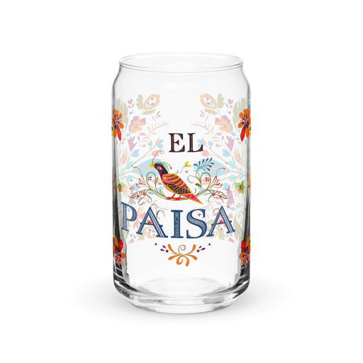 El Paisa Exclusive Art Piece Can-Shaped Glass Home Office Work Mexican Spanish Pride Gift Cup One-Of-A-Kind Calligraphy Glass | E6 Mexicada 16 oz (No Lid No Straw)