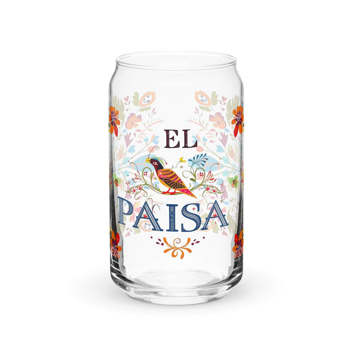 El Paisa Exclusive Art Piece Can-Shaped Glass Home Office Work Mexican Spanish Pride Gift Cup One-Of-A-Kind Calligraphy Glass | E6 Mexicada 16 oz (No Lid No Straw)