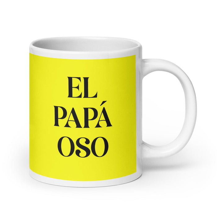 El Papá Oso The Mama Bear / Papa Bear Funny Home Office Work Coffee Mug Mexican Spanish Pride Gift White Glossy Cup Yellow Card Mug Mexicada 20 oz