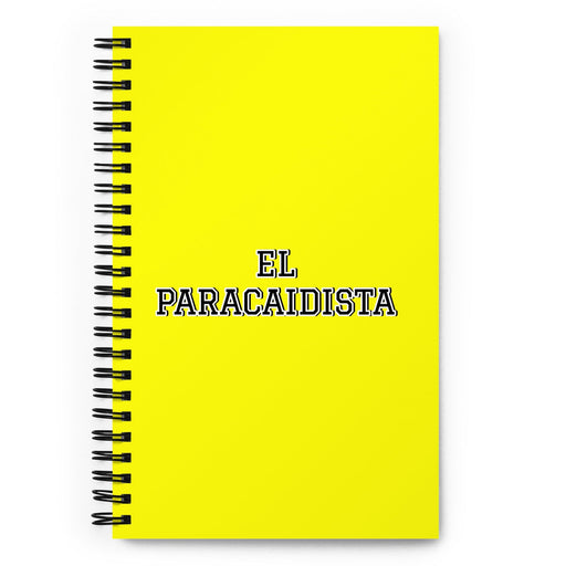 El Paracaidista The Skydiver | Yellow Spiral Notebook, 140 Dotted Sheets | Funny Gift Idea Home Office Work | Mexican Spanish Pride Gift Mexicada