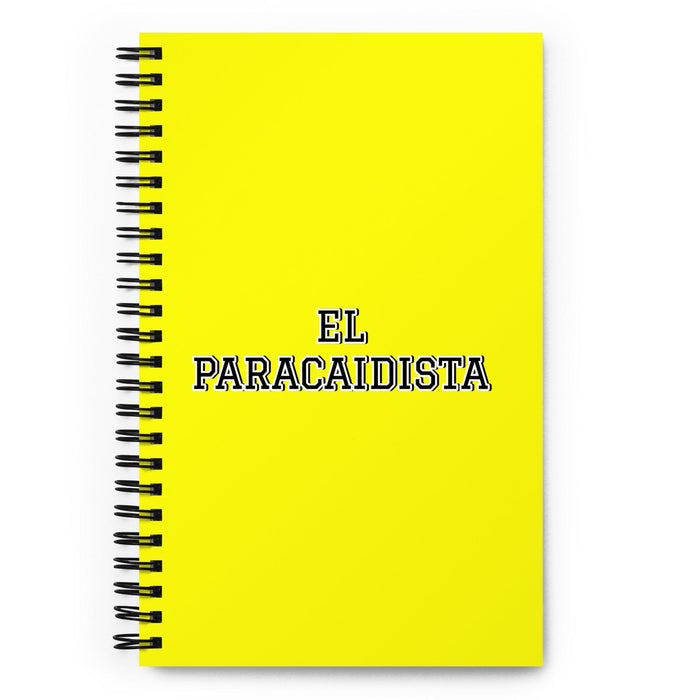 El Paracaidista The Skydiver | Yellow Spiral Notebook, 140 Dotted Sheets | Funny Gift Idea Home Office Work | Mexican Spanish Pride Gift Mexicada