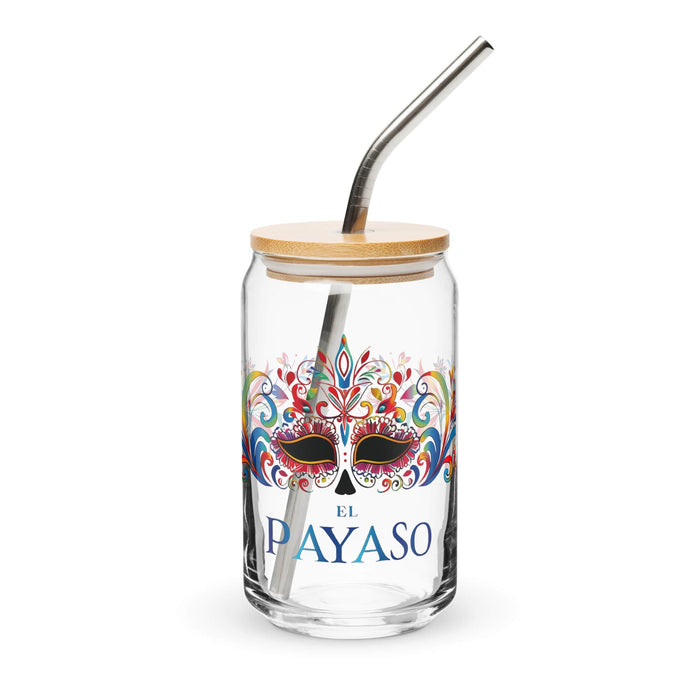 El Payaso Exclusive Art Piece Can-Shaped Glass Home Office Work Mexican Spanish Pride Gift Cup One-Of-A-Kind Calligraphy Glass | E8 Mexicada 16 oz With Lid & Straw