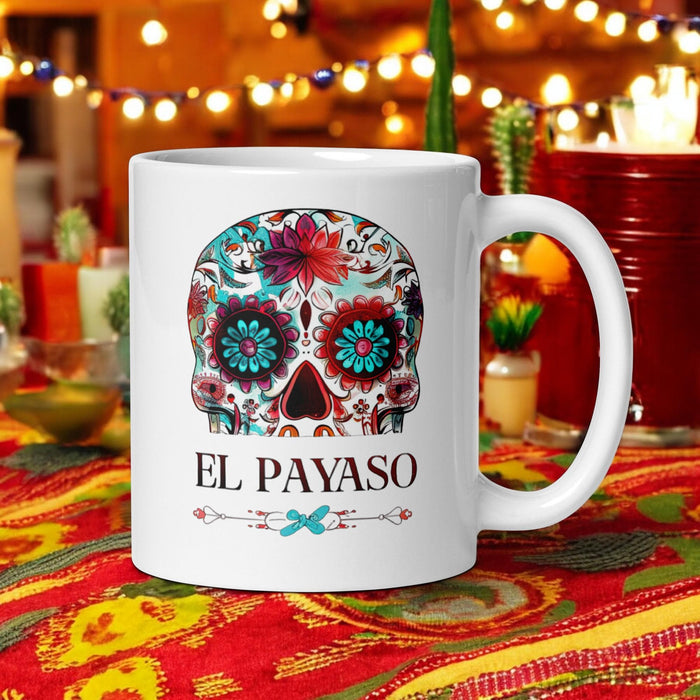 El Payaso Exclusive Name Art Piece Home Office Work Coffee Mug Mexican Spanish Pride Gift Cup One-Of-A-Kind Calligraphy White Glossy Mug | E15 Mexicada 11 oz