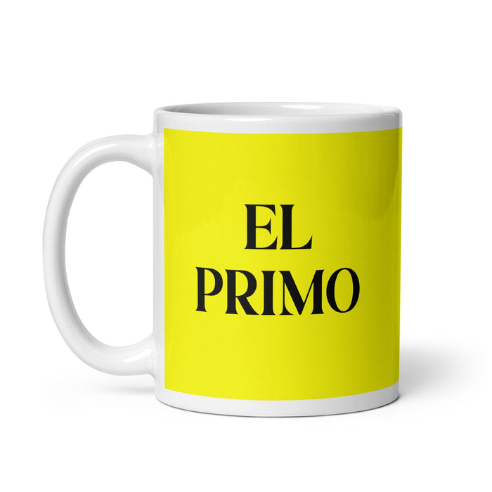 El Primo The Cousin (Female) / The Cousin (Male) Funny Home Office Work Coffee Mug Mexican Spanish Pride Gift White Glossy Cup Yellow Card Mug Mexicada