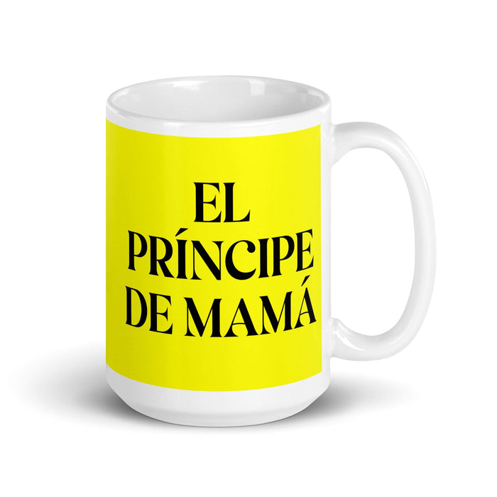 El Príncipe De Mamá Daddy'S Little Princess / Mama'S Little Prince Funny Home Office Work Coffee Mug Mexican Spanish Pride Gift White Glossy Cup Yellow Card Mug Mexicada 15 oz