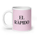 El Rápido The Fast One Funny Home Office Work Coffee Mug Mexican Spanish Pride Gift White Glossy Cup Light Pink Card Mug Mexicada