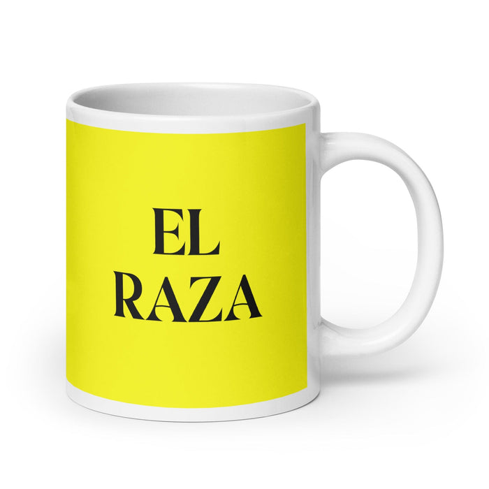 El Raza The Homie Funny Home Office Work Coffee Mug Mexican Spanish Pride Gift White Glossy Cup Yellow Card Mug Mexicada 20 oz