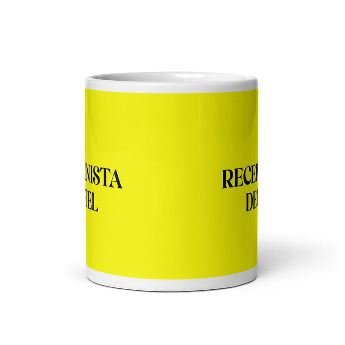 El Recepcionista De Hotel The Hotel Receptionist Funny Home Office Work Coffee Mug Mexican Spanish Pride Gift White Glossy Cup Yellow Card Mug Mexicada