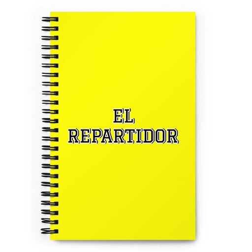 El Repartidor The Delivery Person | Yellow Spiral Notebook, 140 Dotted Sheets | Funny Gift Idea Home Office Work | Mexican Spanish Pride Gift Mexicada