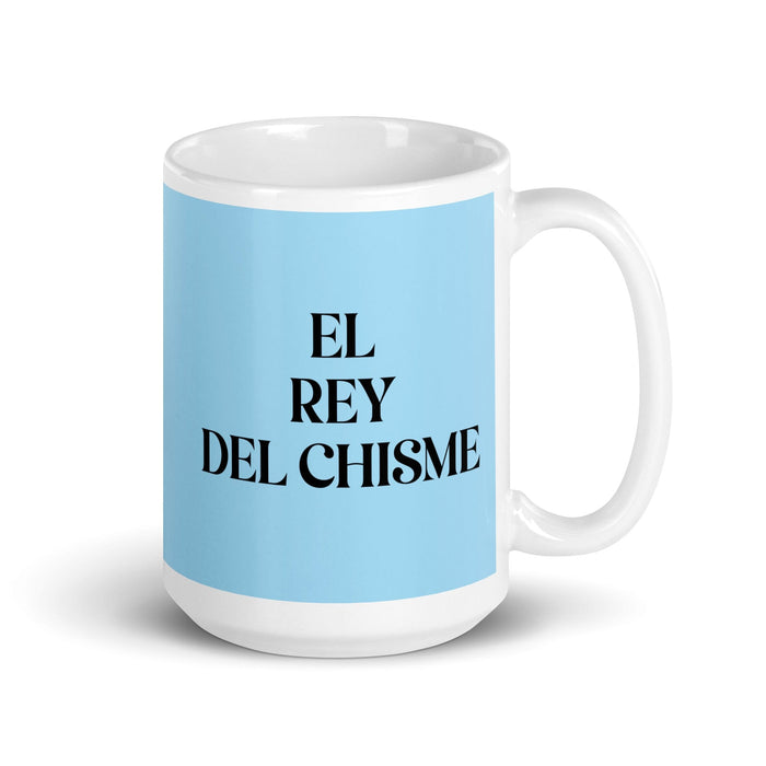 El Rey Del Chisme The Gossip Queen / The Gossip King Funny Home Office Work Coffee Mug Mexican Spanish Pride Gift White Glossy Cup Sky Blue Card Mug Mexicada 15 oz