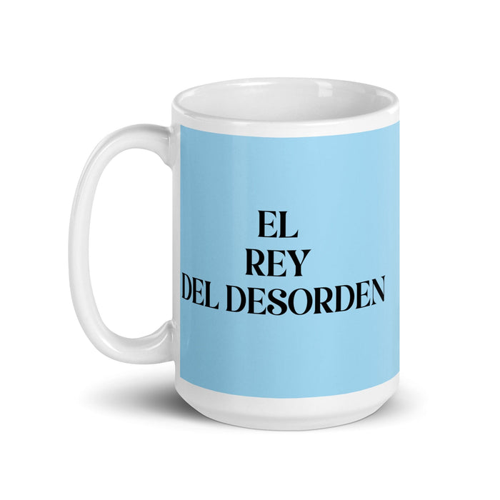 El Rey Del Desorden The Queen / King Of Chaos Funny Home Office Work Coffee Mug Mexican Spanish Pride Gift White Glossy Cup Sky Blue Card Mug Mexicada