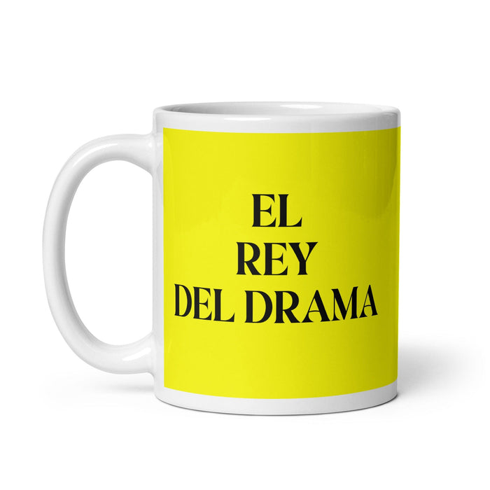 El Rey Del Drama The Drama Queen / The Drama King Funny Home Office Work Coffee Mug Mexican Spanish Pride Gift White Glossy Cup Yellow Card Mug Mexicada