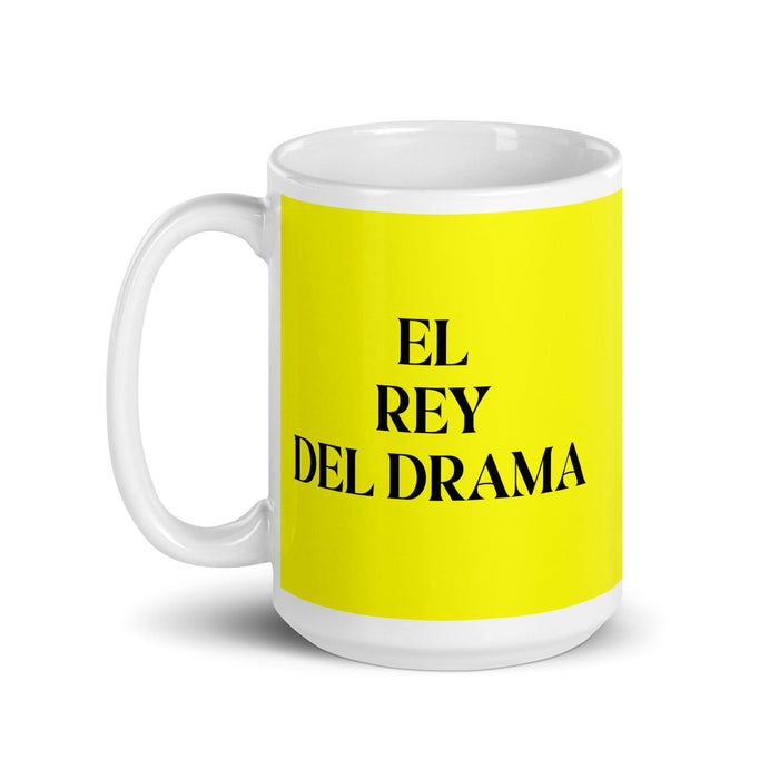 El Rey Del Drama The Drama Queen / The Drama King Funny Home Office Work Coffee Mug Mexican Spanish Pride Gift White Glossy Cup Yellow Card Mug Mexicada