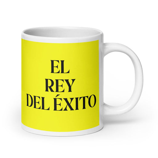 El Rey Del Éxito The Queen / King Of Success Funny Home Office Work Coffee Mug Mexican Spanish Pride Gift White Glossy Cup Yellow Card Mug Mexicada 20 oz