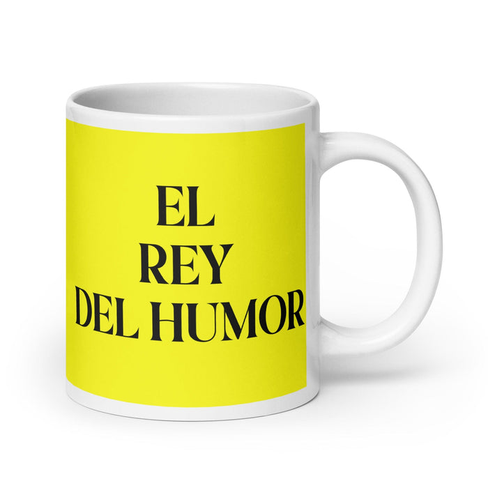 El Rey Del Humor The Humor Queen / King Funny Home Office Work Coffee Mug Mexican Spanish Pride Gift White Glossy Cup Yellow Card Mug Mexicada 20 oz