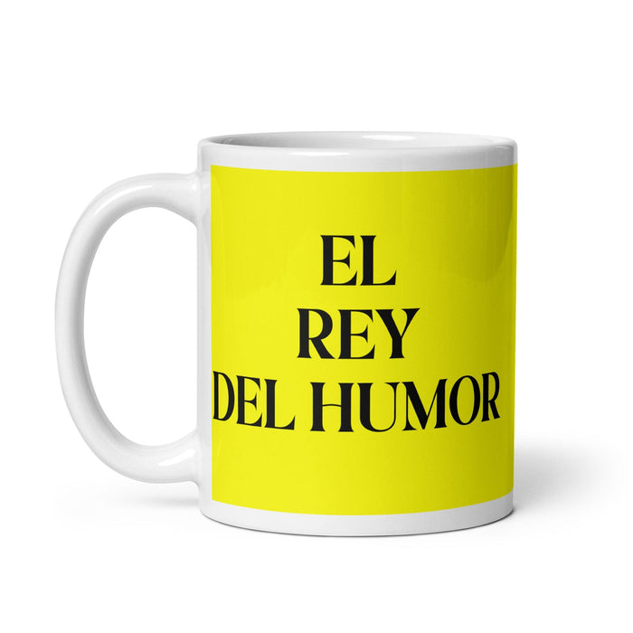 El Rey Del Humor The Humor Queen / King Funny Home Office Work Coffee Mug Mexican Spanish Pride Gift White Glossy Cup Yellow Card Mug Mexicada