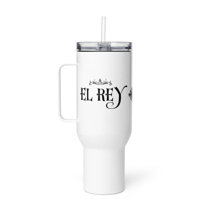 El Rey Exclusive Art Piece Travel Mug With Handle For Water, Iced Tee Or Coffee | Funny Cute Gift Idea Home Office Work | Mexican Spanish Pride | E6 Mexicada