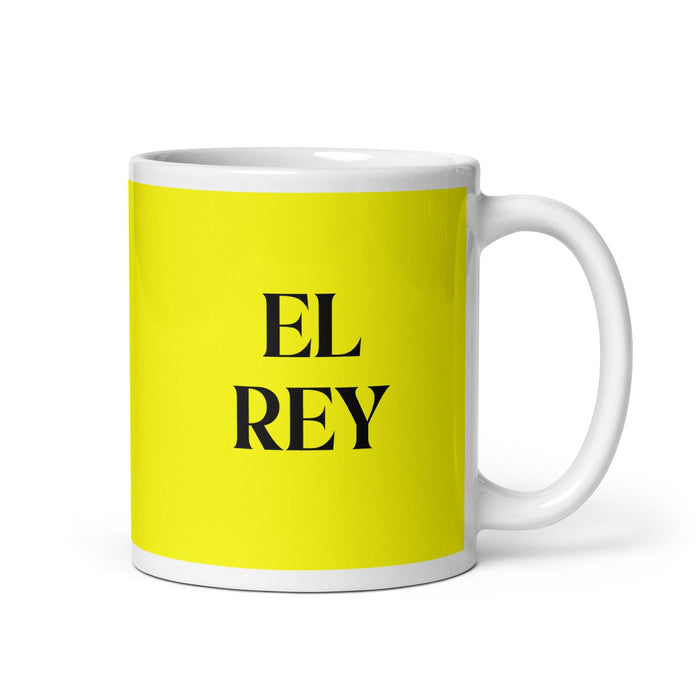 El Rey The Queen / The King Funny Home Office Work Coffee Mug Mexican Spanish Pride Gift White Glossy Cup Yellow Card Mug Mexicada 11 oz