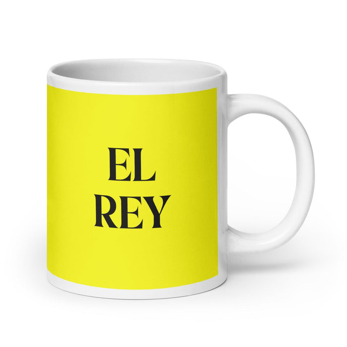 El Rey The Queen / The King Funny Home Office Work Coffee Mug Mexican Spanish Pride Gift White Glossy Cup Yellow Card Mug Mexicada 20 oz