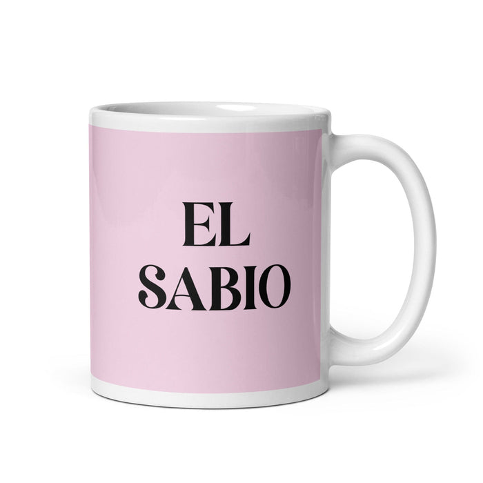 El Sabio The Wise One Funny Home Office Work Coffee Mug Mexican Spanish Pride Gift White Glossy Cup Light Pink Card Mug Mexicada 11 oz